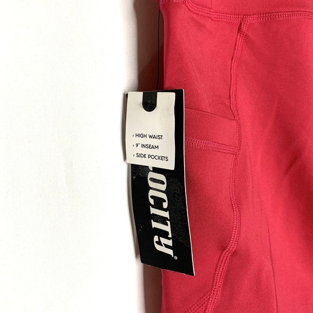 Velocity Womens Plus Size Biker Shorts Size 1X Hot Pink High Waist Pockets - Picture 7 of 8